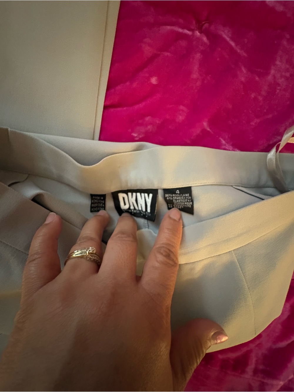 DKNY Gray Straight Trousers Waistband.
